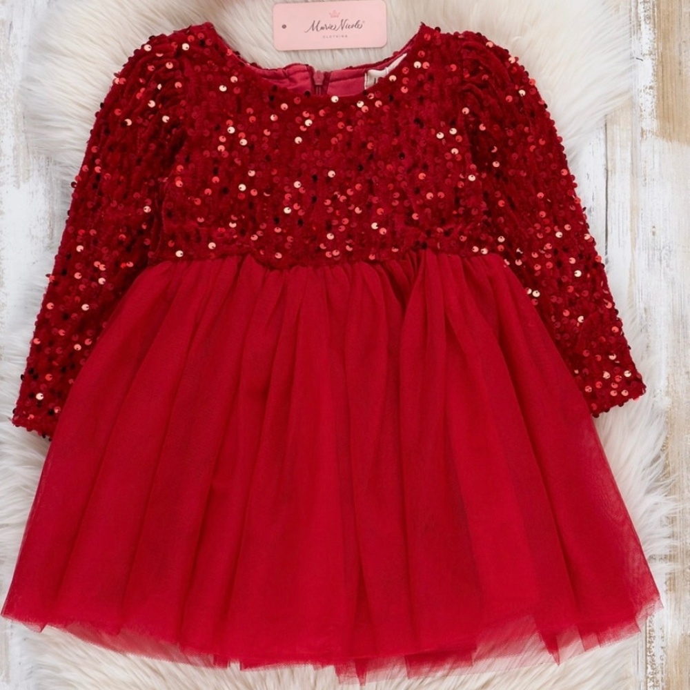Girls red sequins tutu dress